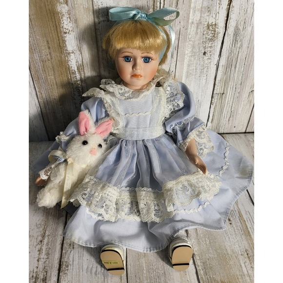 1970 Bradley Alice in Wonderland Collectible Porcelain Doll Blonde  hair - Picture 5 of 12